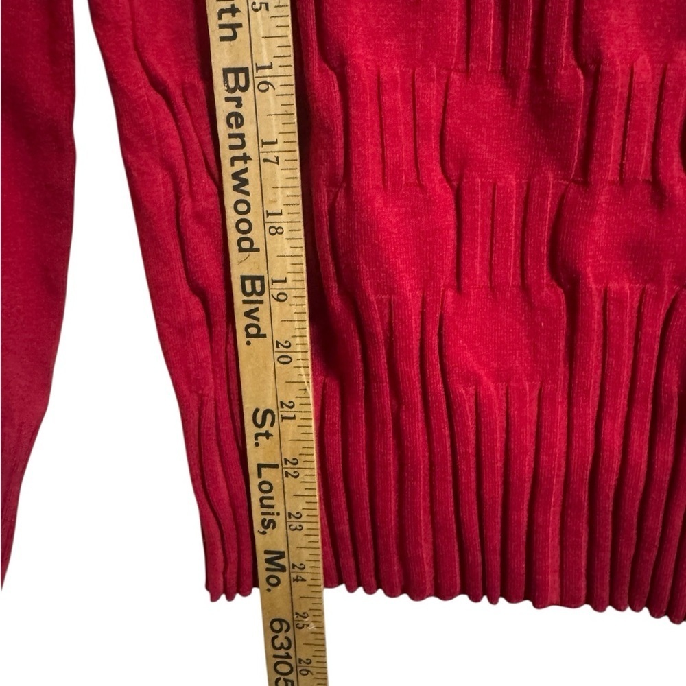 Red WR Silk Blend Textured Top Long Sleeve Women’s L (Fits S–M) - Picture 4 of 8